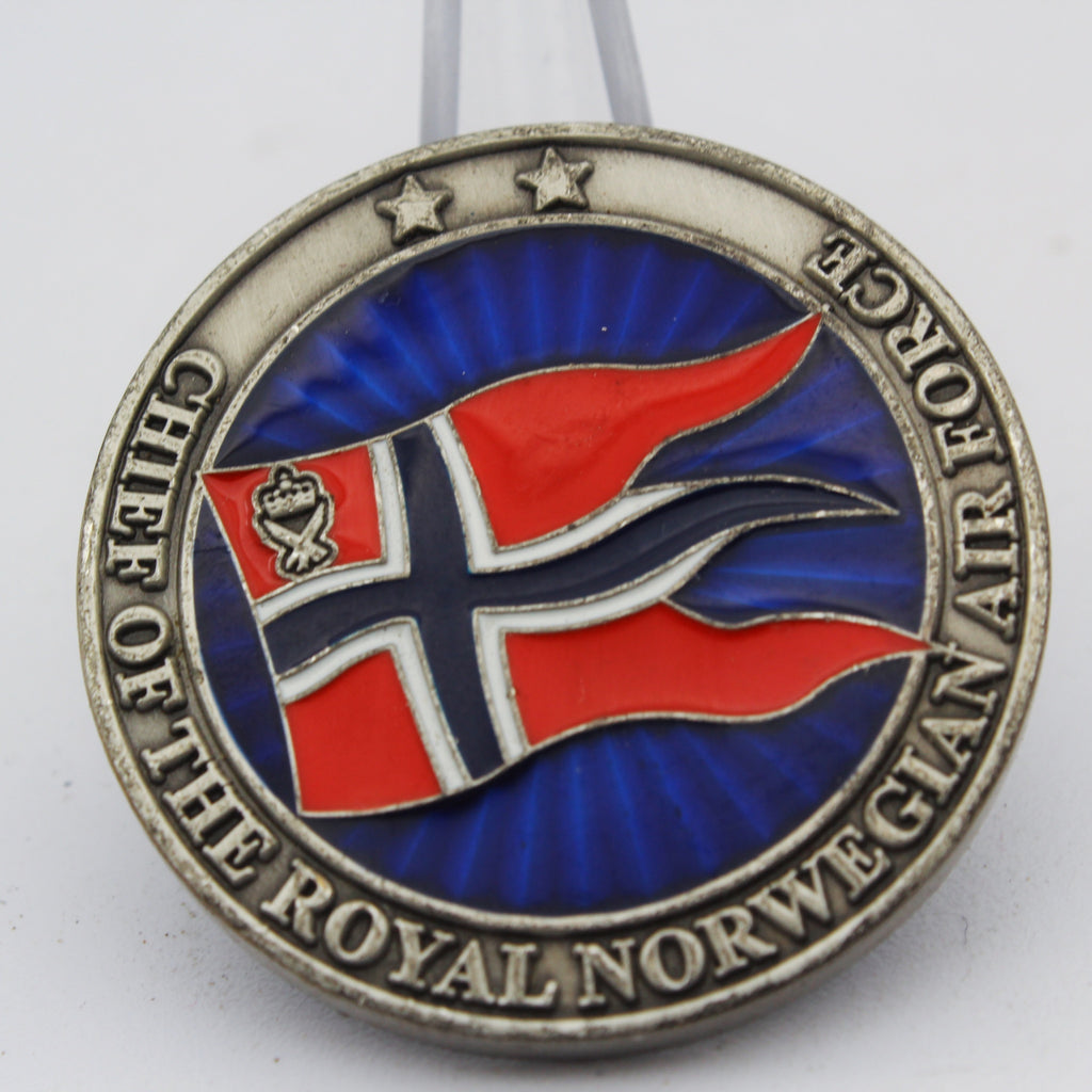 Royal Norwegian Air Force Chief Challenge Coin 1.5” Copper Collectible Pre-owned
