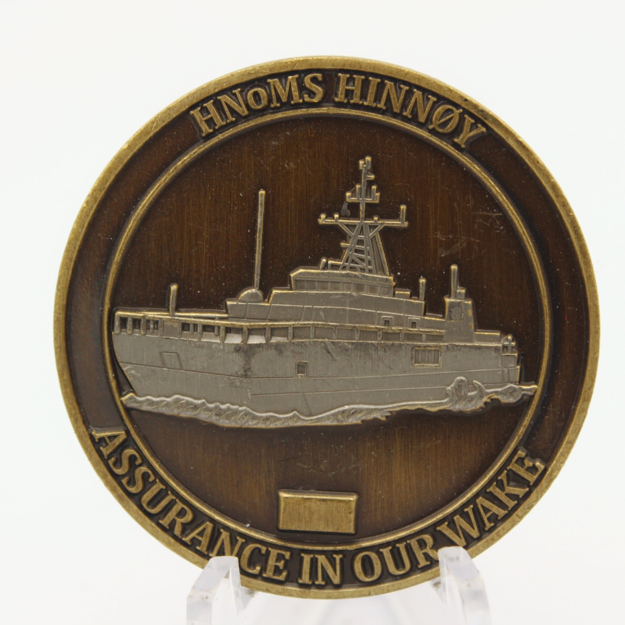 KNM Hinnøy HNoMS Royal Norwegian Navy Ship Challenge Coin 1.5” Copper Collectible Pre-owned