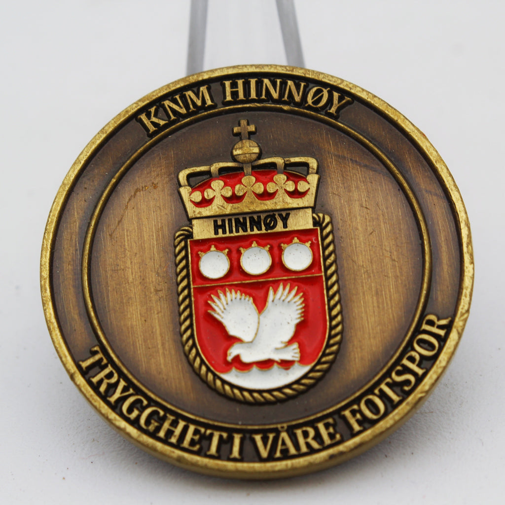 KNM Hinnøy HNoMS Royal Norwegian Navy Ship Challenge Coin 1.5” Copper Collectible Pre-owned