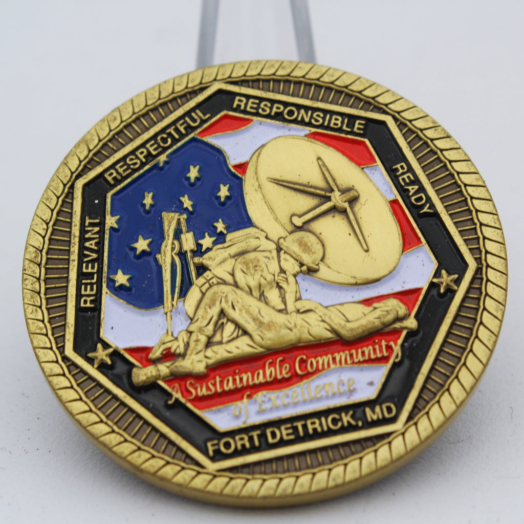 Fort Detrick MD Sustainable Community of Excellence Challenge Coin 1.6” Copper Collectible Pre-owned