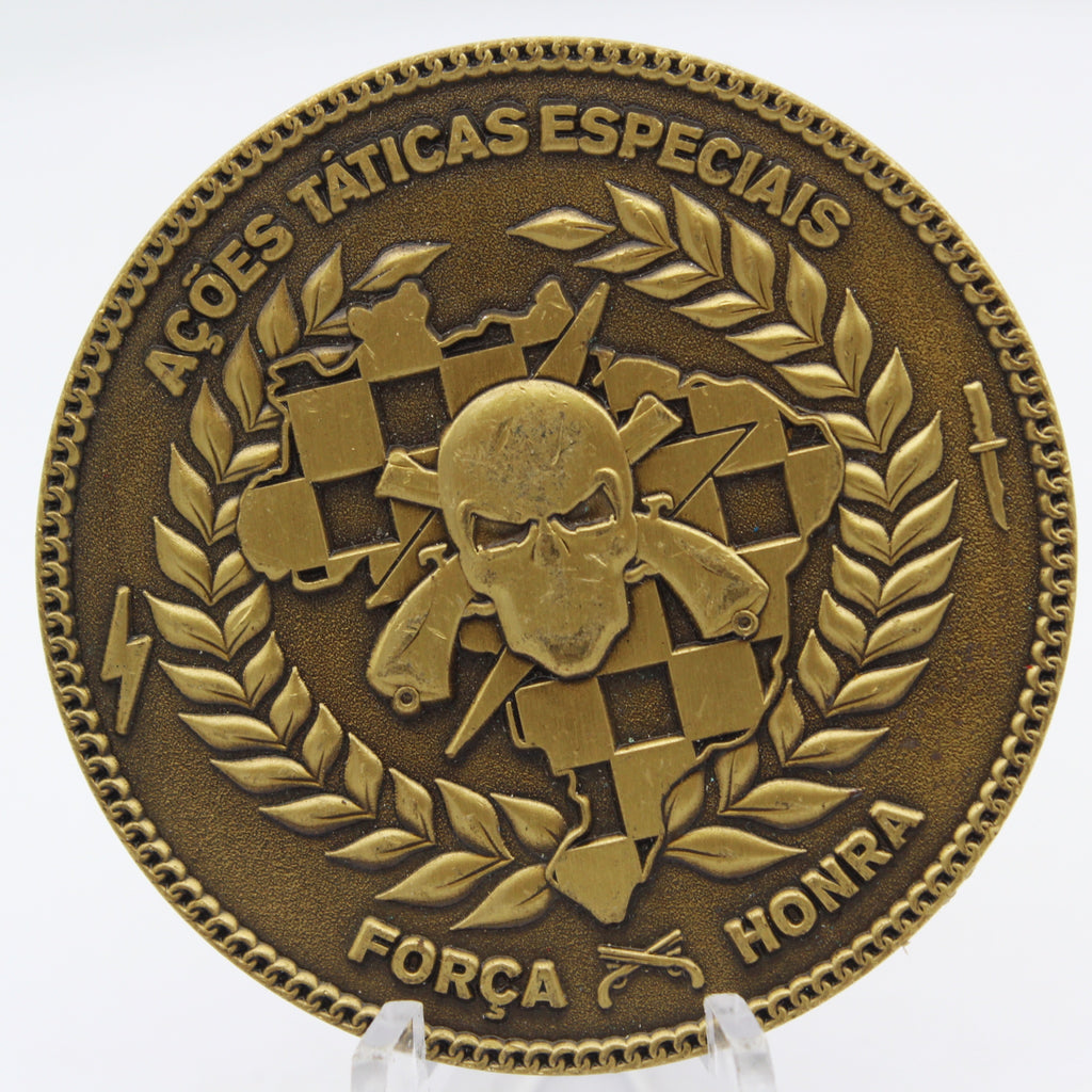 Brazil Ações Táticas Especiais Skull Challenge Coin 2” Copper Collectible Pre-owned