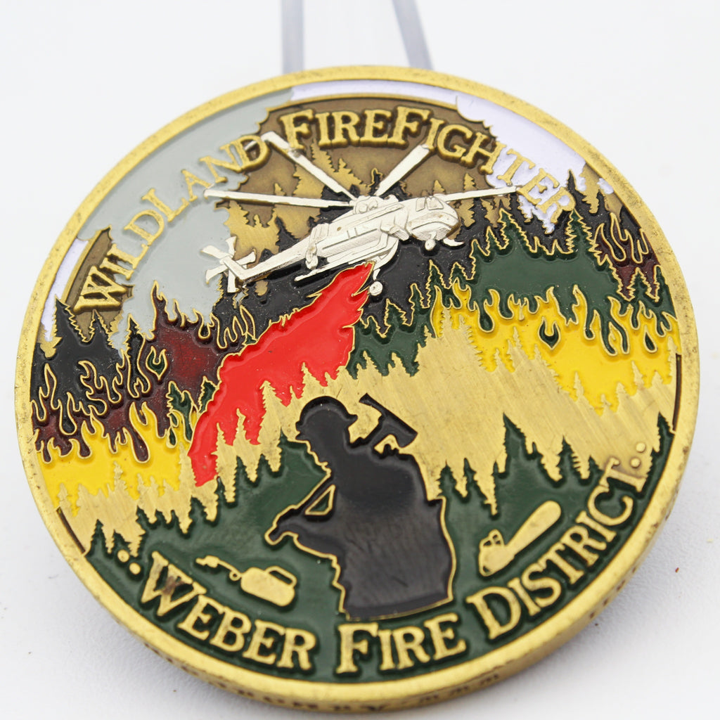 Weber Fire District Wildland Division 1.75" Copper Challenge Coin Pre-owned