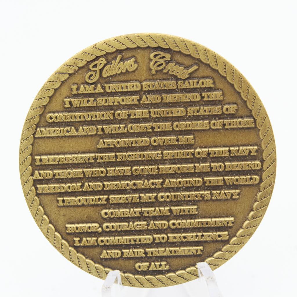 United States Navy Sailors Creed Challenge Coin 1.75 Inch Copper Pre-owned