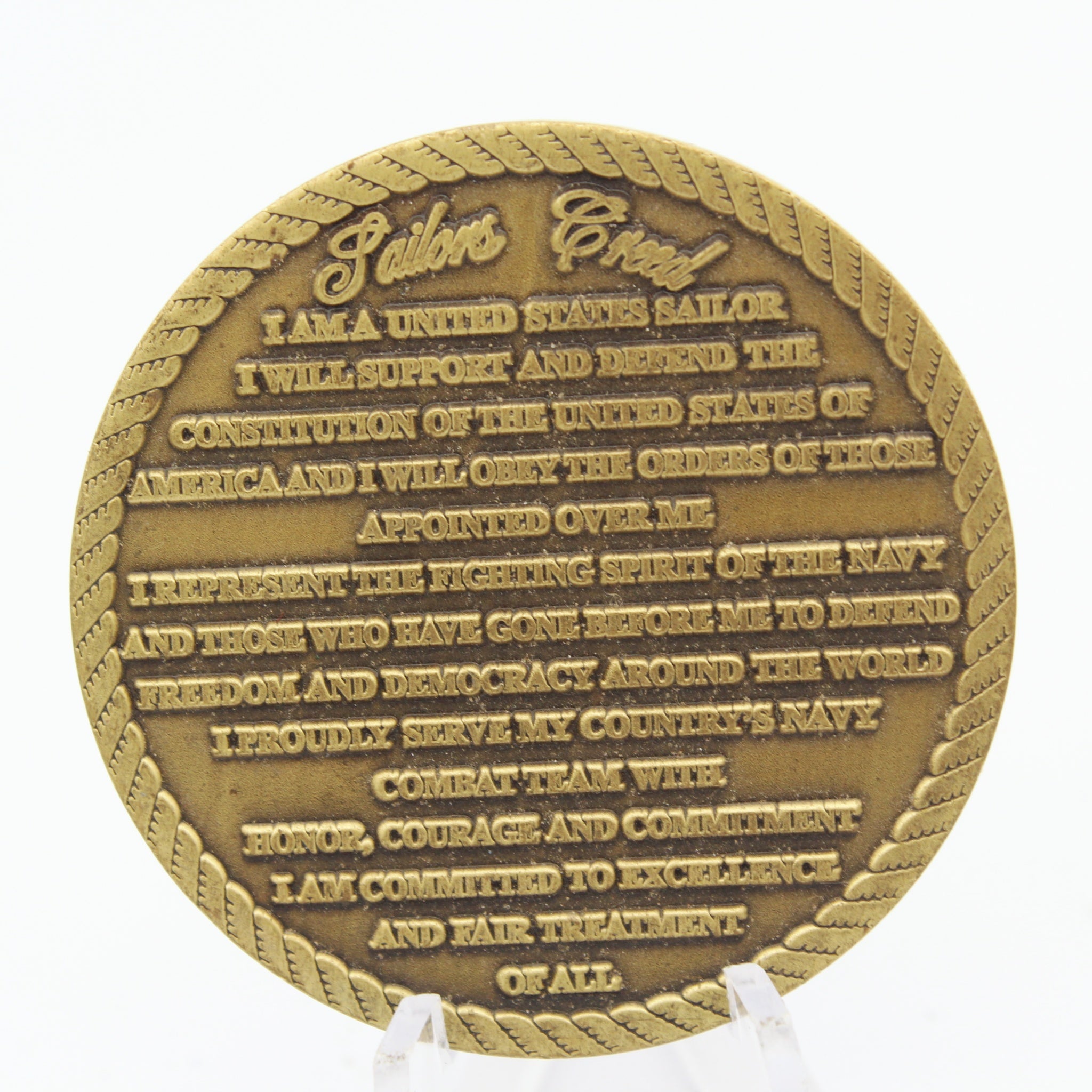 United States Navy Sailors Creed Challenge Coin 1.75 Inch Copper Pre-owned