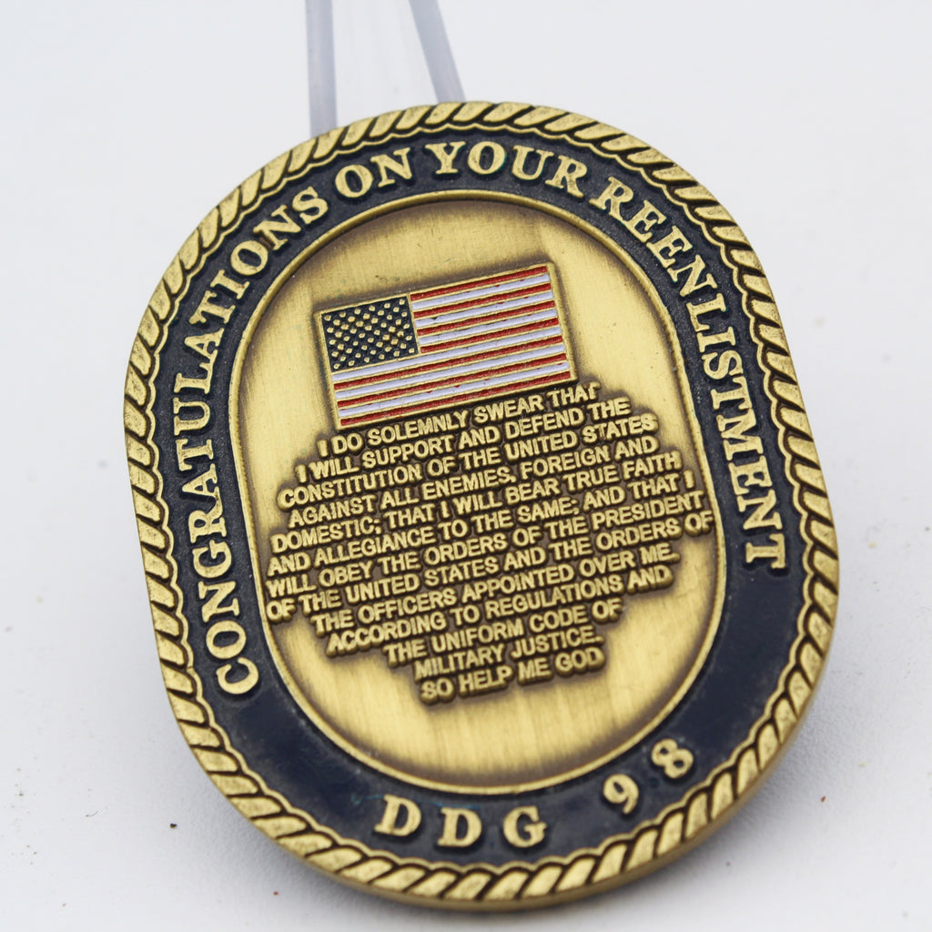 USS Forrest Sherman DDG 98 Reenlistment Challenge Coin 2 Inch Copper Pre-owned