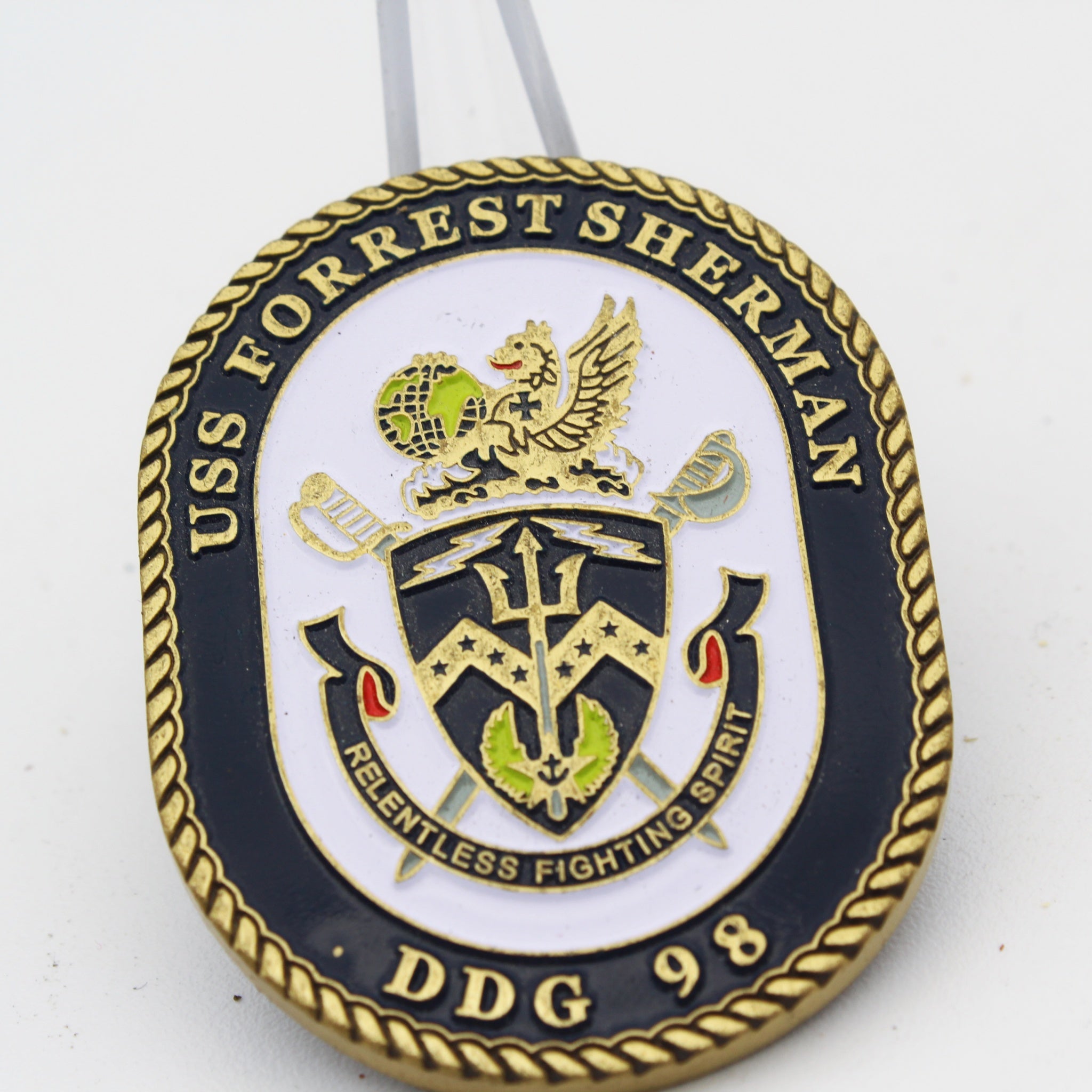 USS Forrest Sherman DDG 98 Reenlistment Challenge Coin 2 Inch Copper Pre-owned