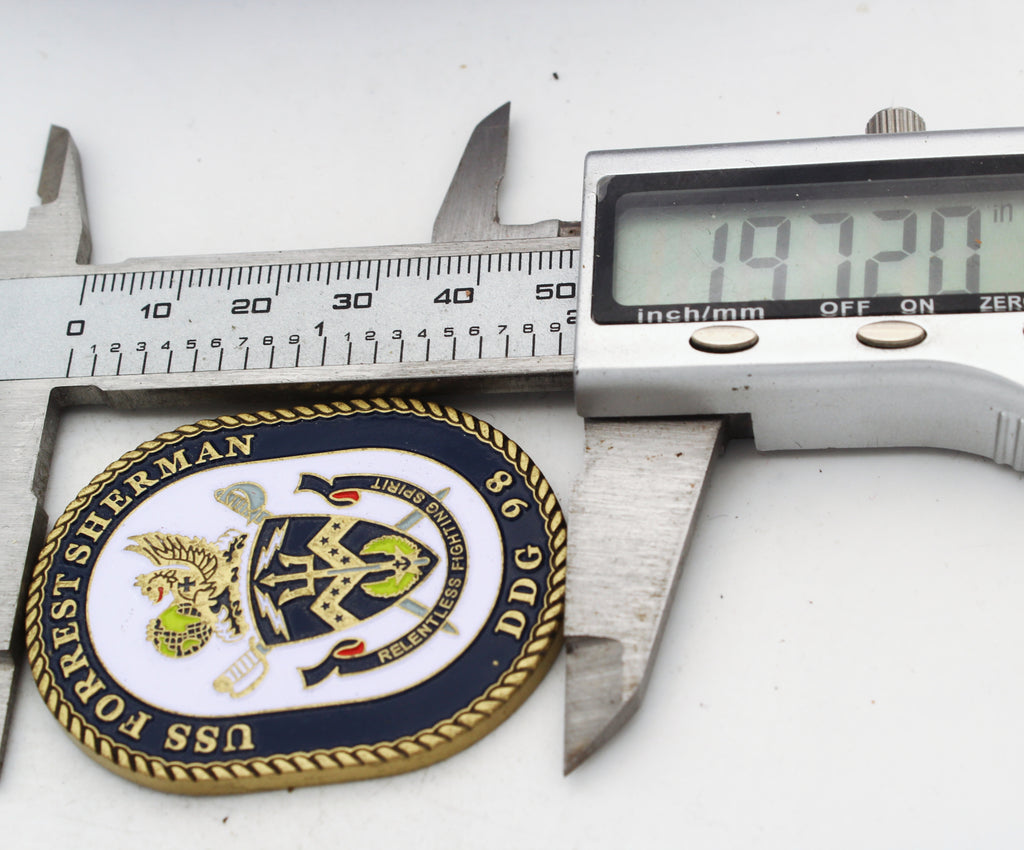USS Forrest Sherman DDG 98 Reenlistment Challenge Coin 2 Inch Copper Pre-owned