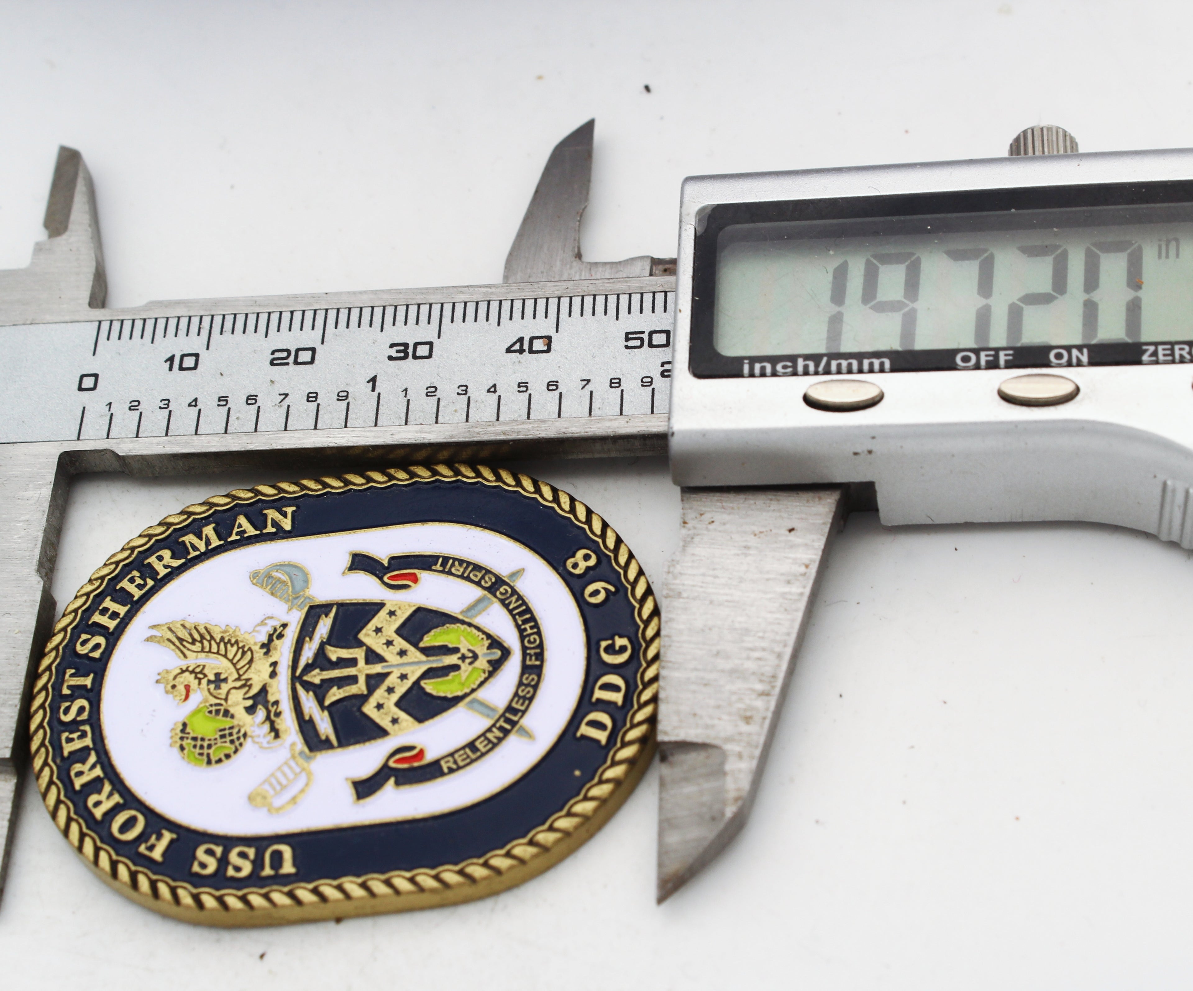 USS Forrest Sherman DDG 98 Reenlistment Challenge Coin 2 Inch Copper Pre-owned