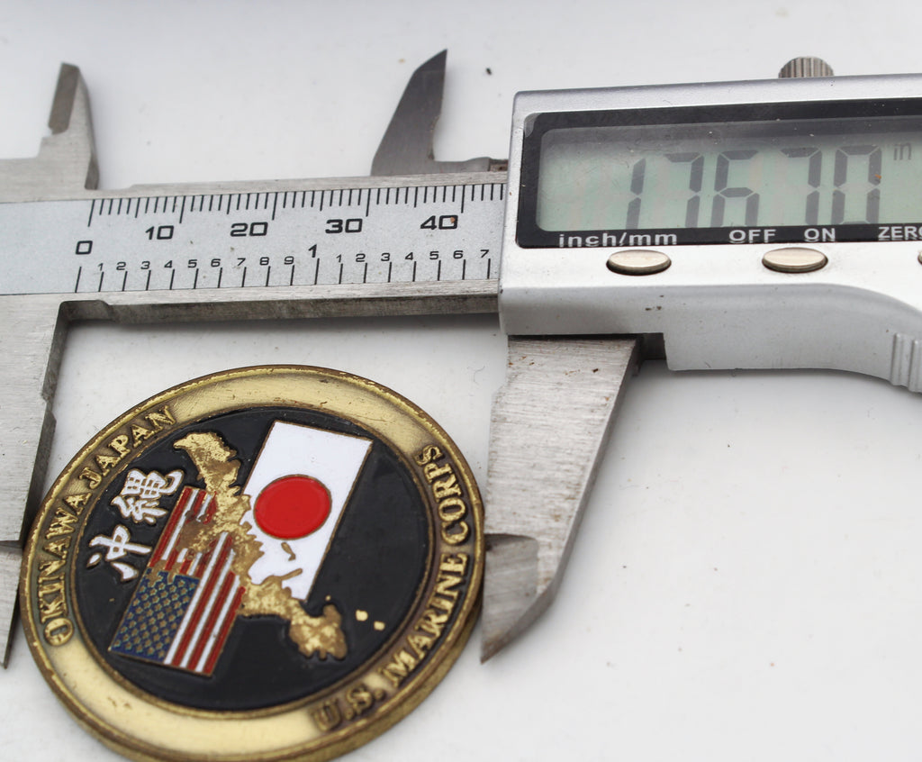 Okinawa Japan U.S. Marine Corps Captain Challenge Coin 1.75 Inch Copper Pre-owned