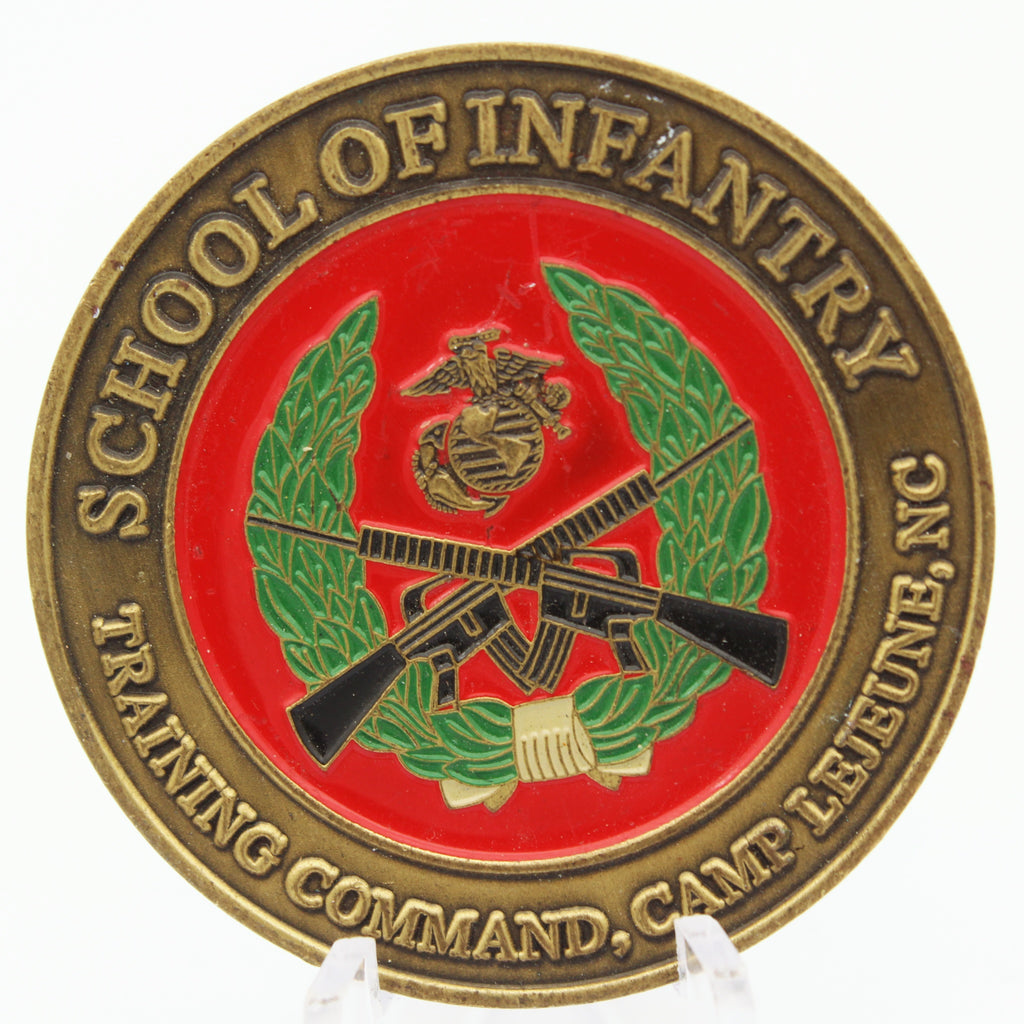 US Marine Corps School of Infantry Camp Lejeune Challenge Coin 1.75" Pre-Owned