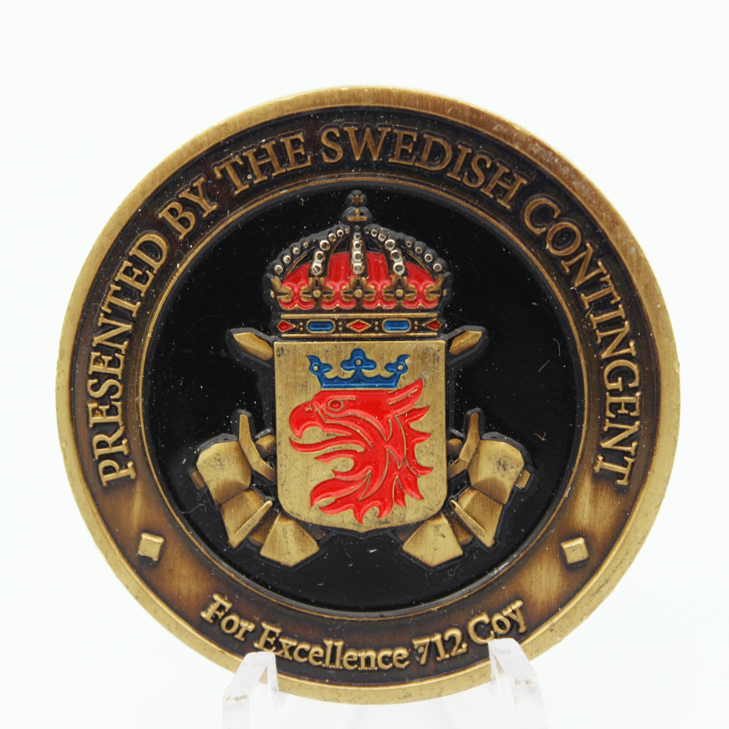 Swedish Armed Forces 71 Battalion 712 Coy Challenge Coin 1.5" Pre-Owned