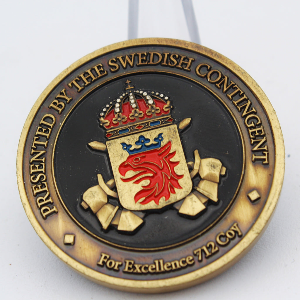 Swedish Armed Forces 71 Battalion 712 Coy Challenge Coin 1.5" Pre-Owned