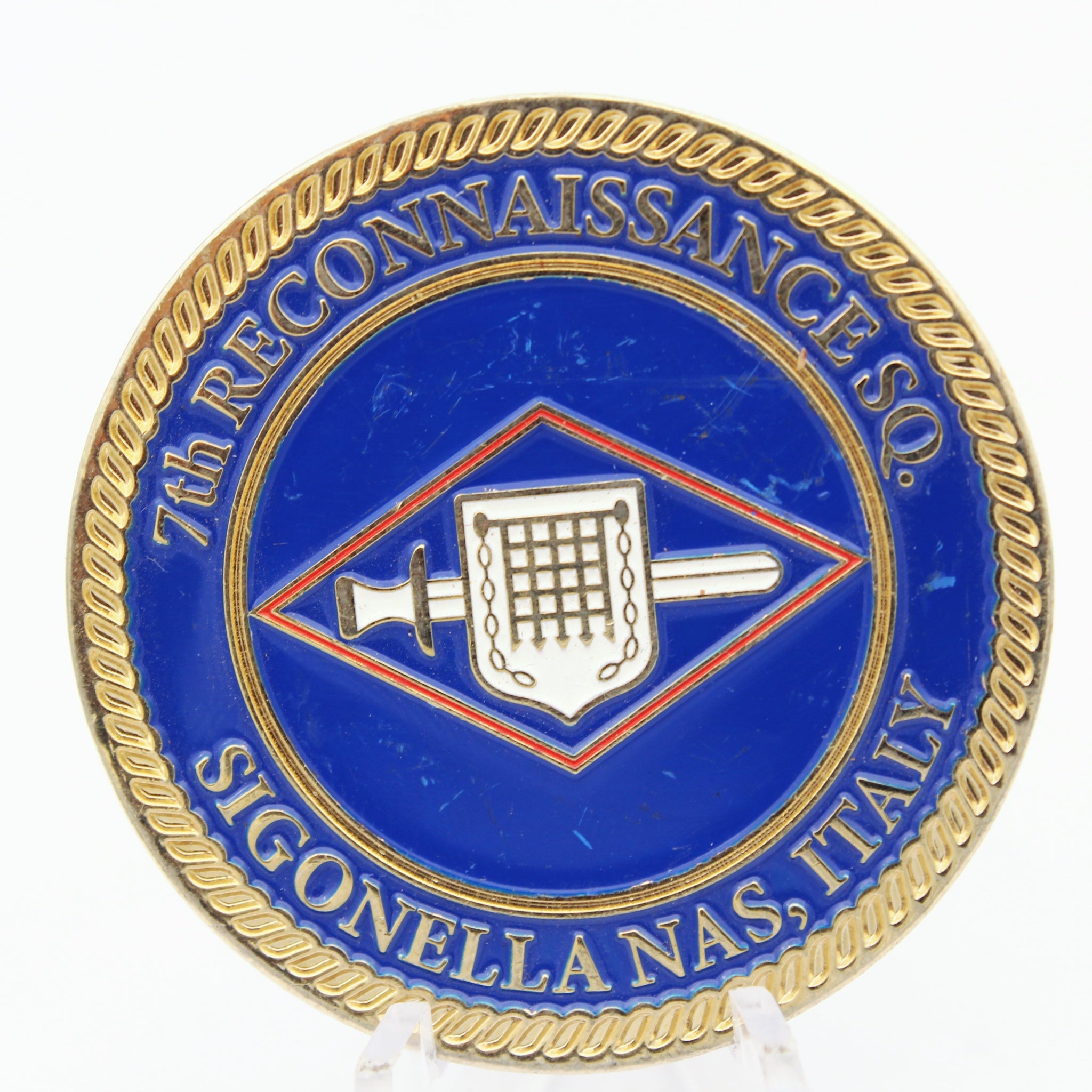 7th Reconnaissance Sq Sigonella NAS Italy Challenge Coin 1.75" Pre-Owned