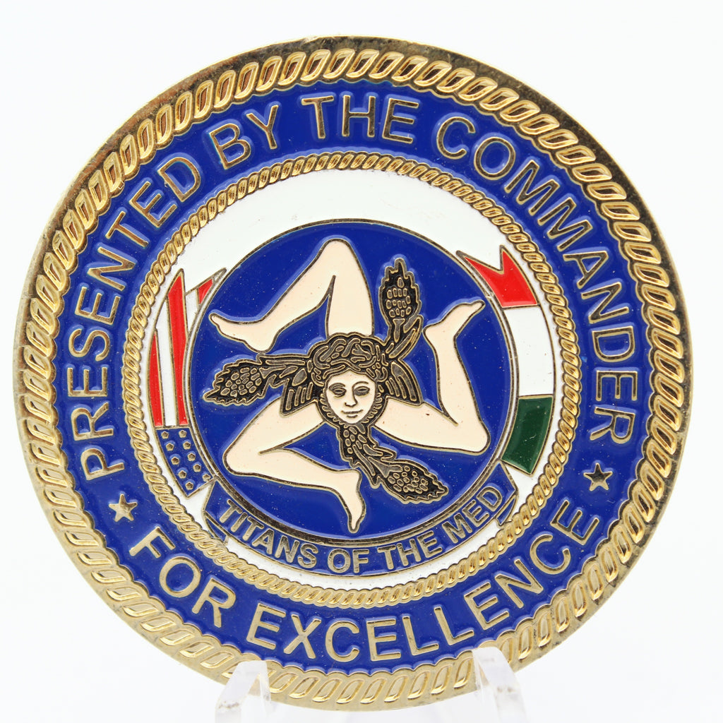 7th Reconnaissance Sq Sigonella NAS Italy Challenge Coin 1.75" Pre-Owned