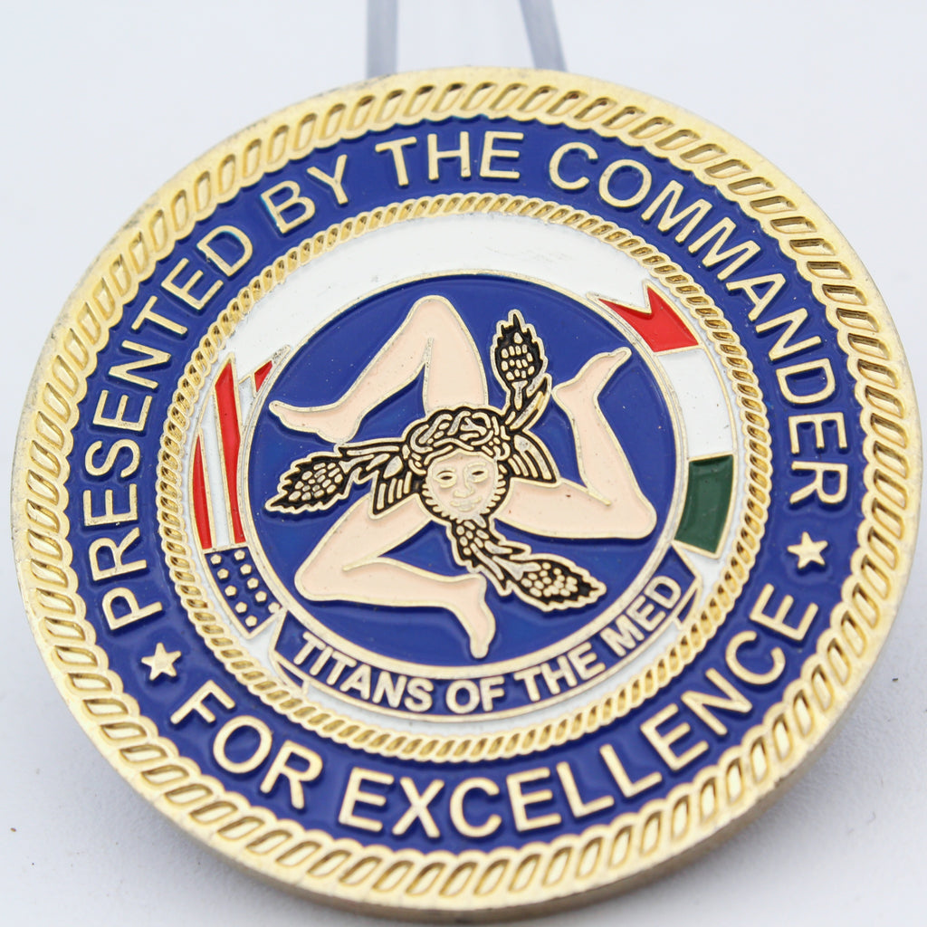 7th Reconnaissance Sq Sigonella NAS Italy Challenge Coin 1.75" Pre-Owned