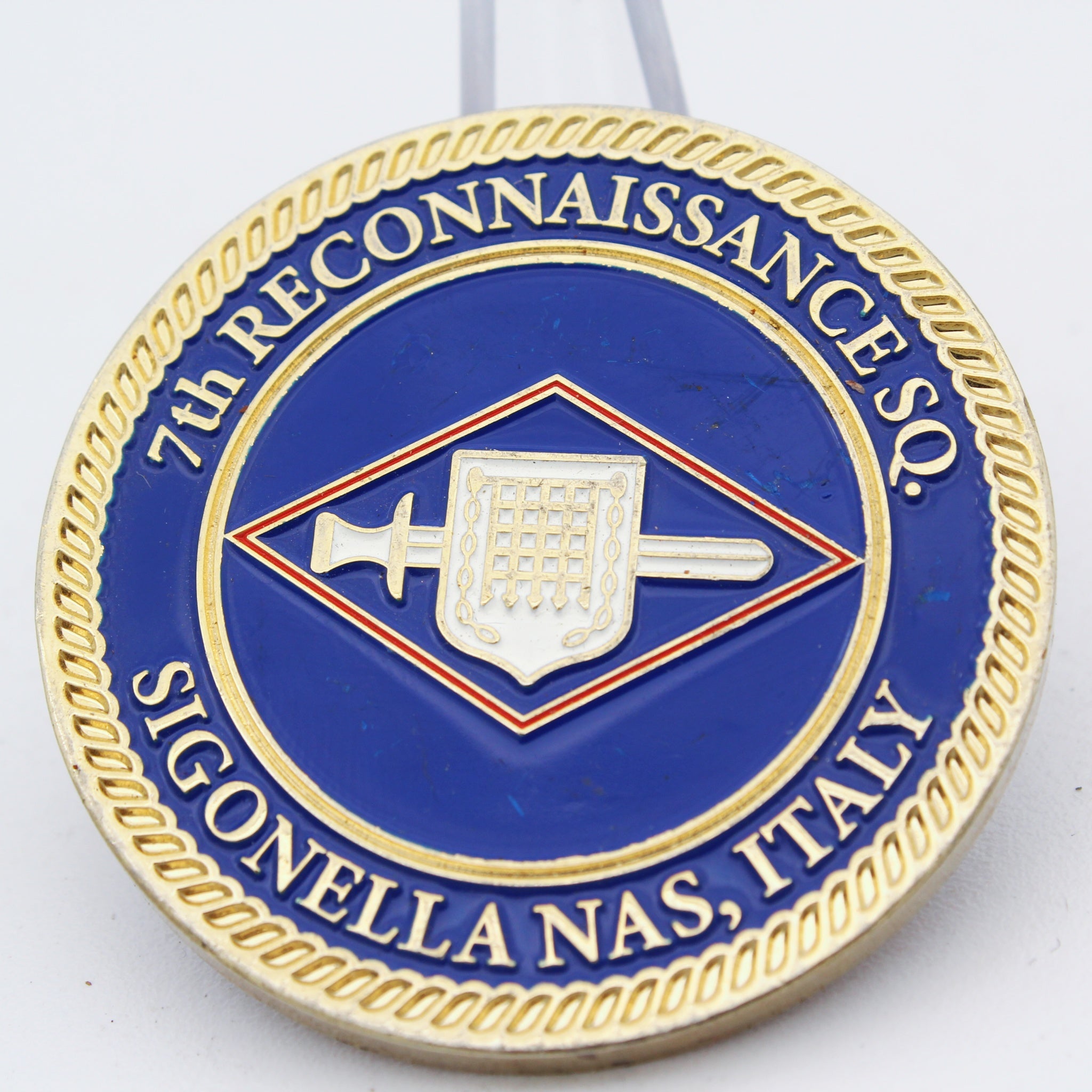 7th Reconnaissance Sq Sigonella NAS Italy Challenge Coin 1.75" Pre-Owned