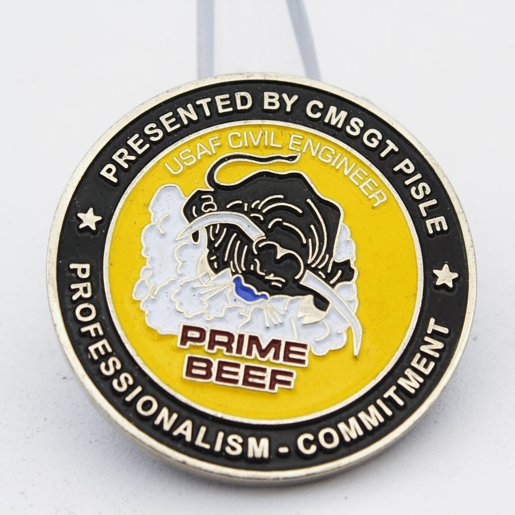 USAF Civil Engineer Prime BEEF Chief’s Award Challenge Coin – 1.5 Inch Copper Collectible Pre-owned