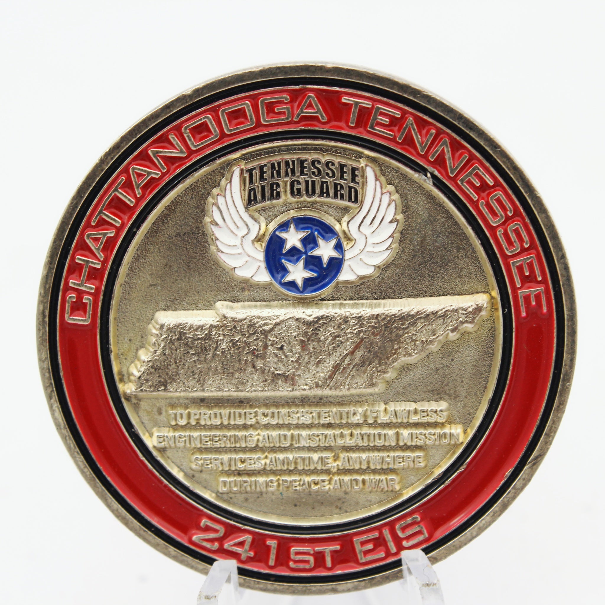 Tennessee Air Guard 241st EIS Chattanooga Engineering Installation Challenge Coin – 1.75 Inch Copper Collectible Pre-owned