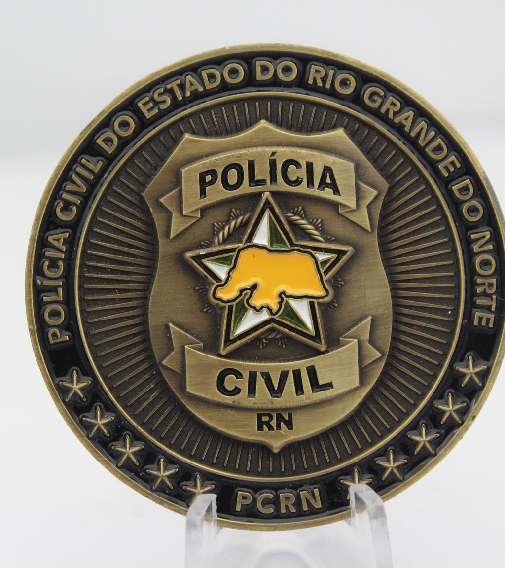 Brazil Polícia Civil RN Intelligence Department PCRN Challenge Coin 2” Copper Collectible