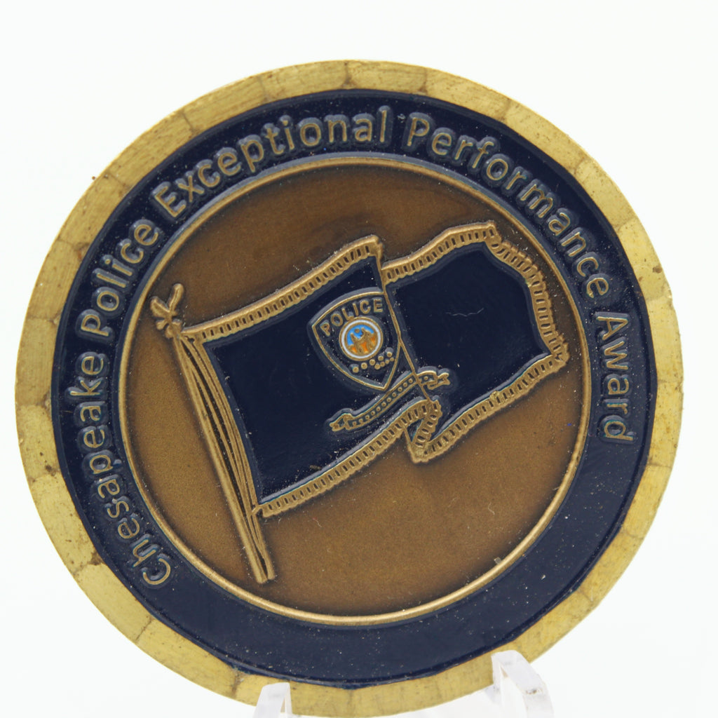 Chesapeake Police Exceptional Performance Award Challenge Coin – 1.75” Used Copper Pre-owned
