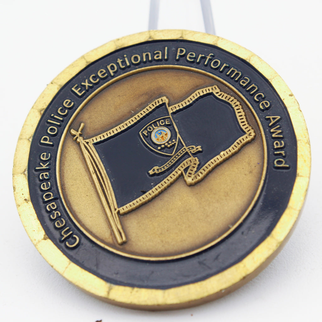 Chesapeake Police Exceptional Performance Award Challenge Coin – 1.75” Used Copper Pre-owned