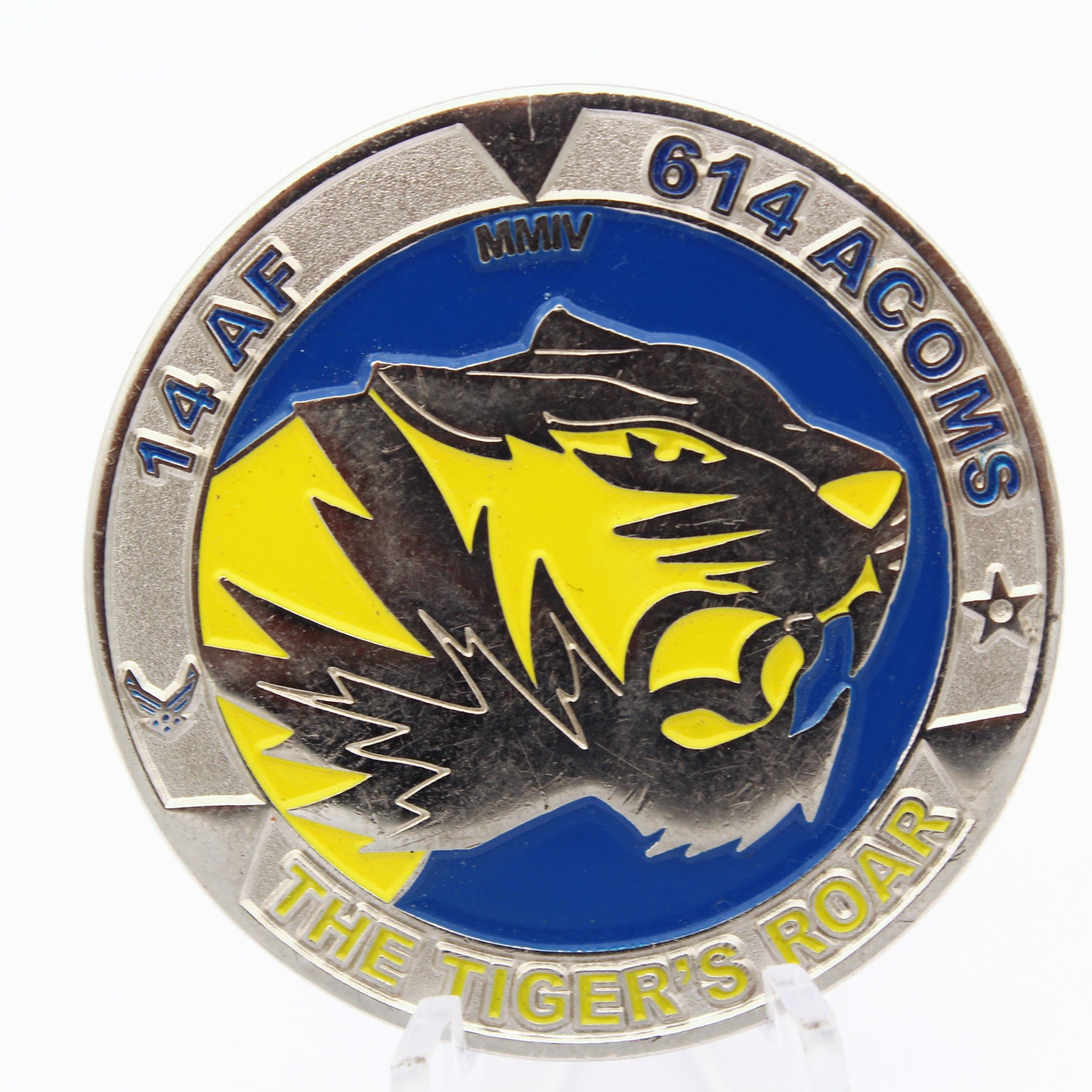 14AF 614 ACOMS The Tiger’s Roar Challenge Coin 1.75” Used Copper