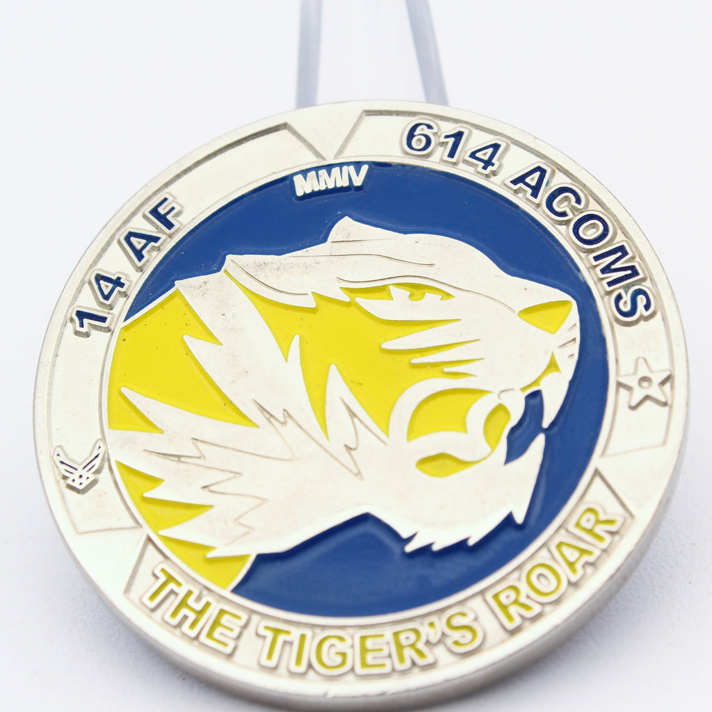 14AF 614 ACOMS The Tiger’s Roar Challenge Coin 1.75” Used Copper