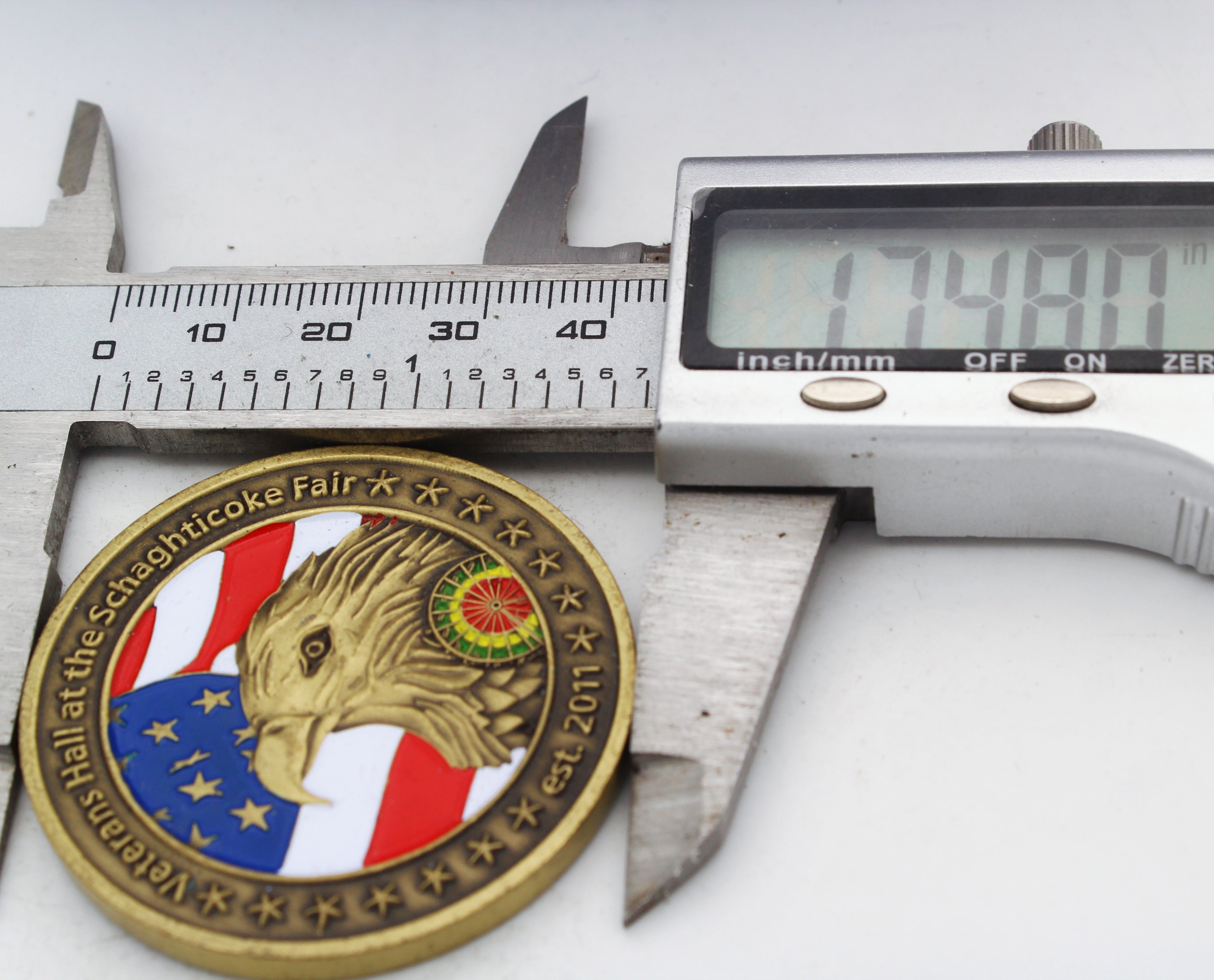 Veterans Hall Schaghticoke Fair Honoring All Veterans Challenge Coin 1.75” Used Copper