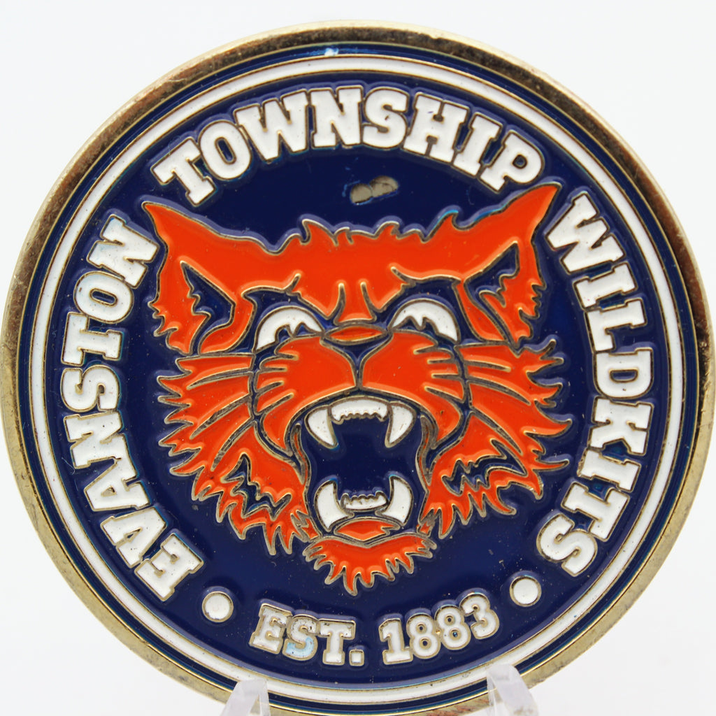 Evanston Township Wildkits Mascot Challenge Coin – 1.75” Used Copper Collectible