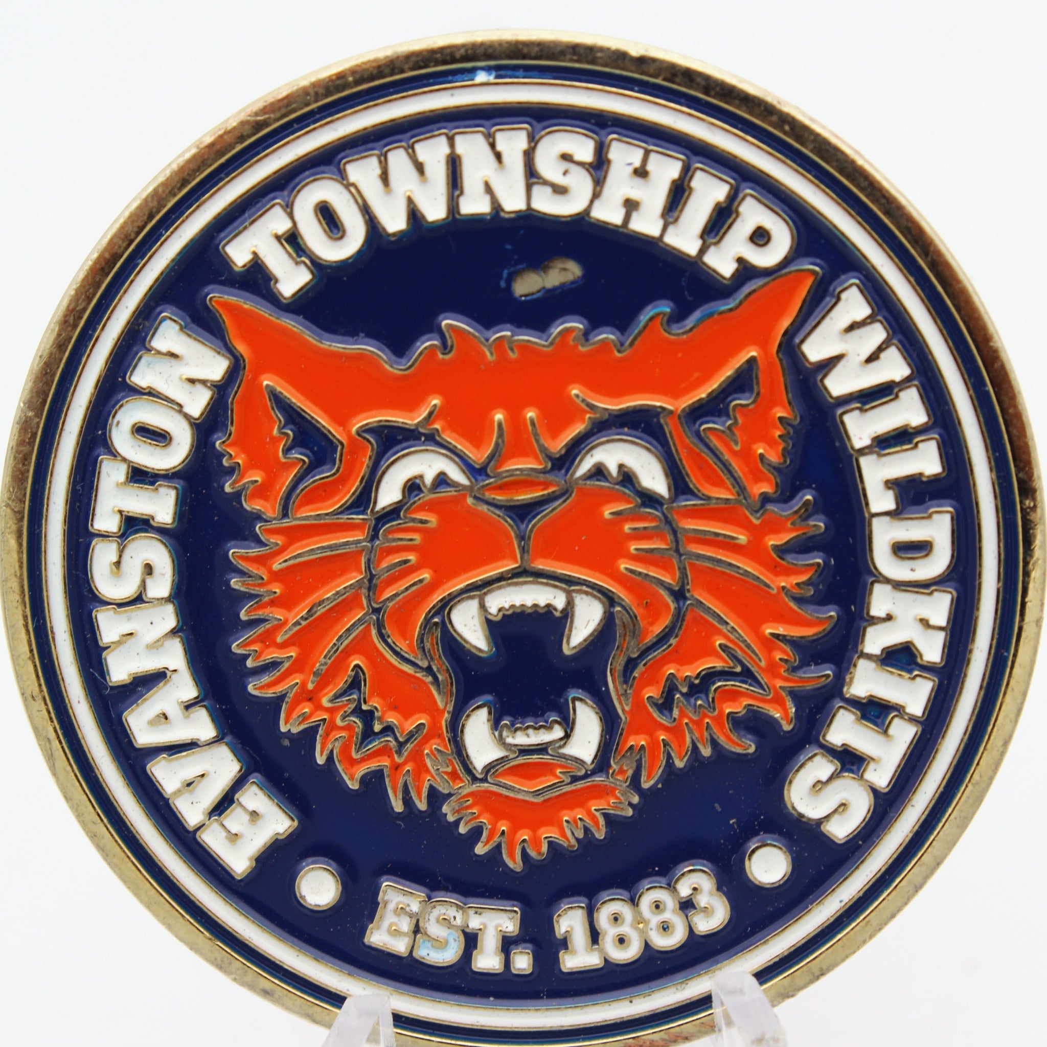 Evanston Township Wildkits Mascot Challenge Coin – 1.75” Used Copper Collectible